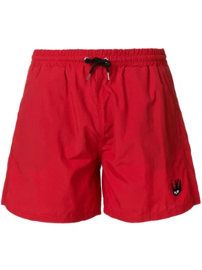 Mcq By Alexander Mcqueen Mcq Alexander Mcqueen Swallow Patch Swim Trunks - Red In 6318.ampred