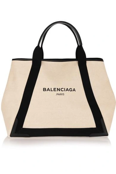 Balenciaga Cabas Medium Canvas Logo Tote Bag, Black/natural In Neutrals
