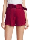 A.l.c Deliah Belted Shorts In Berry
