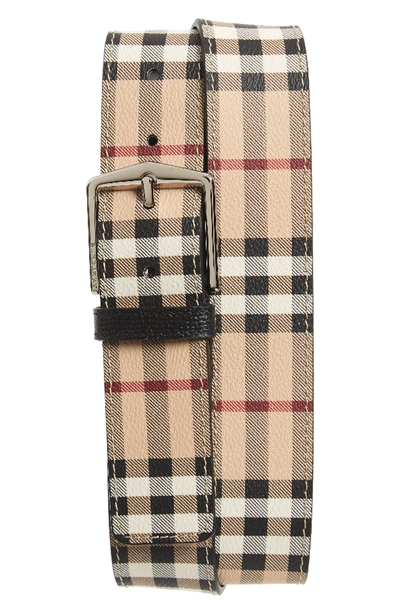 Burberry Men's Joe Haymarket Check Belt In Black