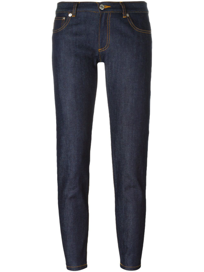 Apc Indigo Cropped Skinny Jeans In Blue