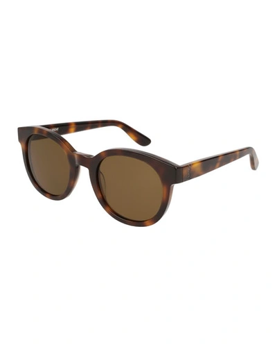 Saint Laurent Round Monochromatic Sunglasses, Brown Pattern