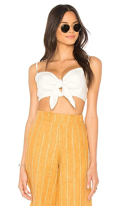 Faithfull The Brand De Fiori Knot Front Crop Top In White