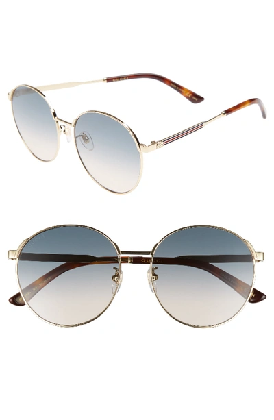 Gucci 58mm Gradient Round Sunglasses In Endura Gold/blue Gradient