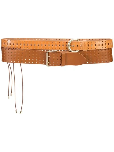 Maison Margiela Perforated Double Leather Belt In Brown
