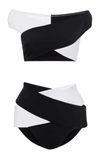 Oye Swimwear Lucette Wrap Bikini Set In Black/white