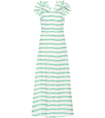 Delpozo Bow-embellished Striped Midi Dress In Green