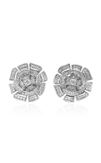 Hueb Labyrinth 18k White Gold Diamond Stud Earrings