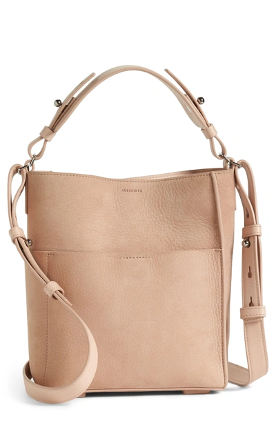 Allsaints Mini Mast Leather North/south Tote - Pink In Nude Pink