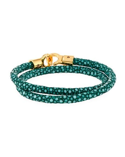 Brace Humanity Men's Brunswick Stingray Wrap Bracelet, Dark Green