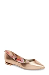 Ted Baker Grasce Flat In Rose Gold Leather