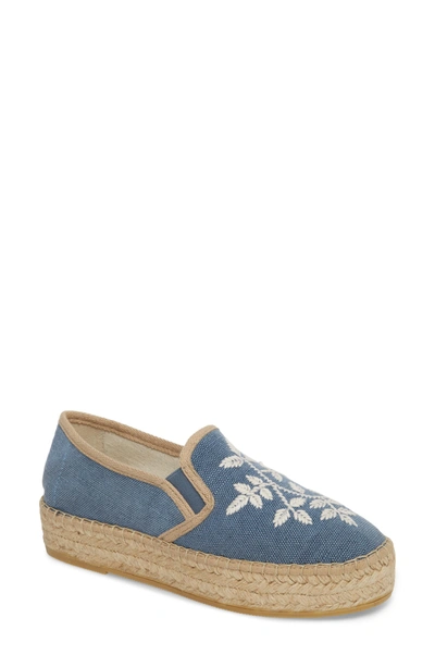 Toni Pons Florence Embroidered Platform Espadrille Sneaker In Blue Fabric