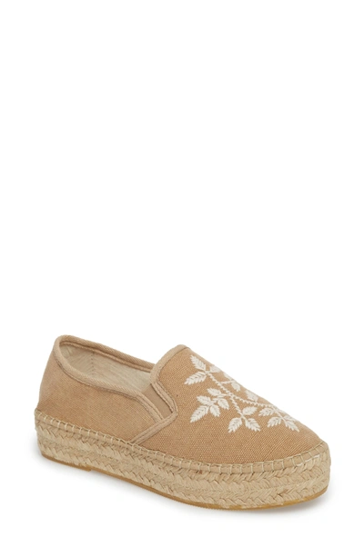 Toni Pons Florence Embroidered Platform Espadrille Sneaker In Tobacco Fabric