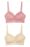 Cosabella Never Say Never Mommie 2-pack Nursing Bralettes In Blush/ Nuovo Mauve