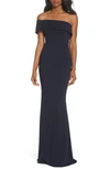 Katie May Titan One-shoulder Cutout Crepe Gown In Navy