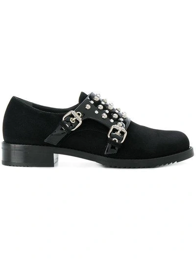 Loriblu Studded Double Monk-strap Shoes In Black