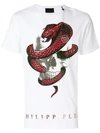 Philipp Plein Snake Skull Print T-shirt In White-red