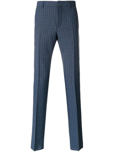 Prada Checked Tailored Trousers - Blue
