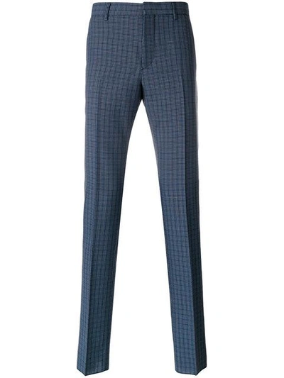Prada Checked Tailored Trousers - Blue In Blue