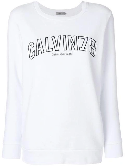 Calvin Klein Logo Embroidered Sweatshirt In White