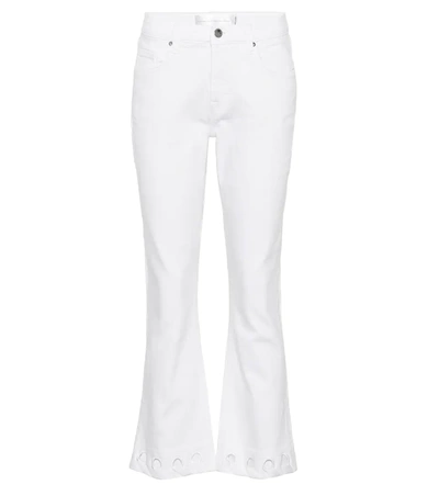 Victoria Victoria Beckham Cutout Cropped High-rise Kick-flare Jeans In Bianco