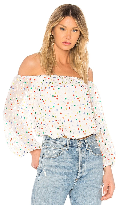 Lovers & Friends Oh Girl Off-the-shoulder Dot-print Top In White