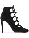 Aquazzura Black Suede Flirt Bootie 105mm In Nero