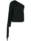 Saint Laurent Asymmetric Sleeve Blouse Black