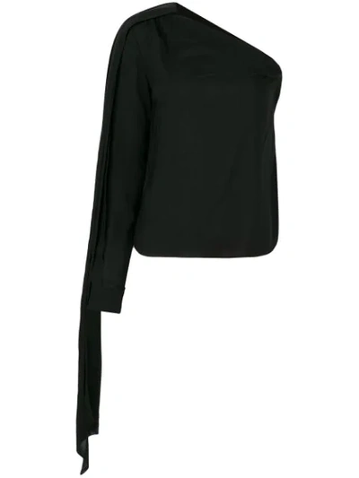 Saint Laurent Asymmetric Sleeve Blouse Black