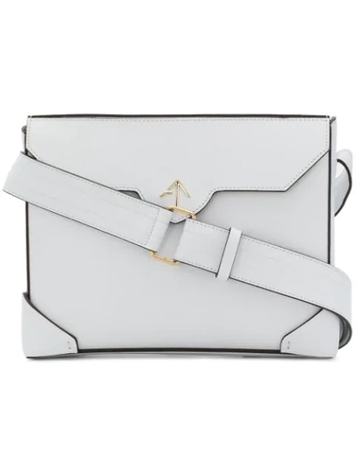 Manu Atelier Micro Bold Top Handle Bag With Gold Chain In White