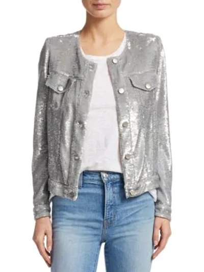 Iro Dalome Button-front Sequined Jacket In Near White