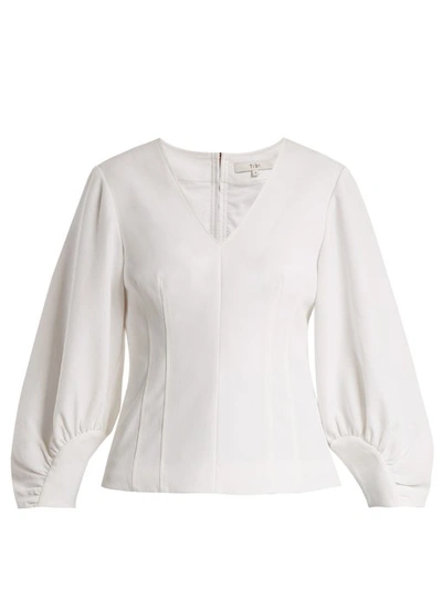 Tibi Deep V-neck Contoured Top In White