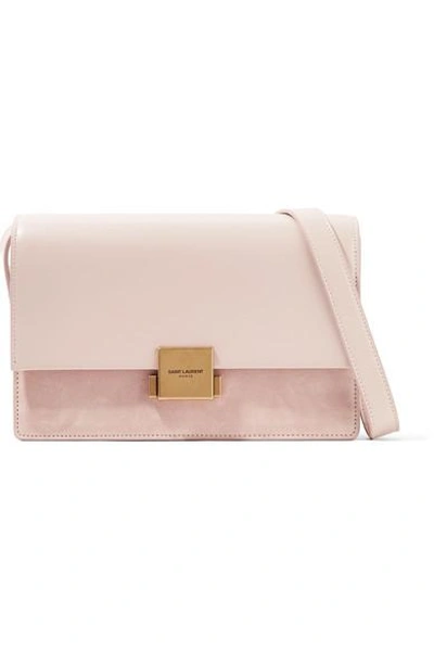 Saint Laurent Bellechasse Medium Textured-leather And Suede Shoulder Bag In Pink