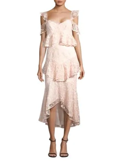 Amur Hayden Lace Midi Dress In Blush