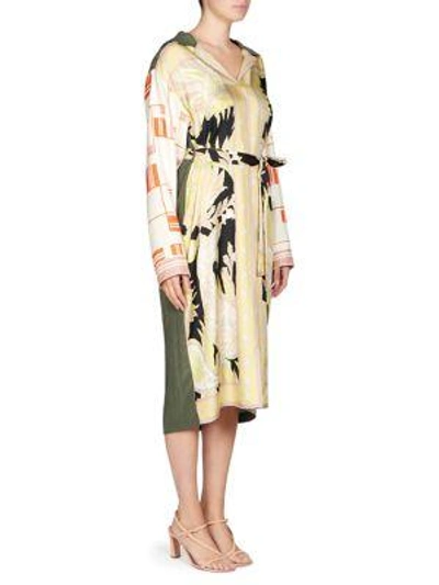 Dries Van Noten Scarf Print Silk Shirt Dress In Multi