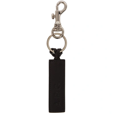 A.p.c. Logo-debossed Leather Key Ring In Black