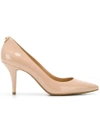 Michael Michael Kors Flex Patent-leather Mid Courts In Neutrals