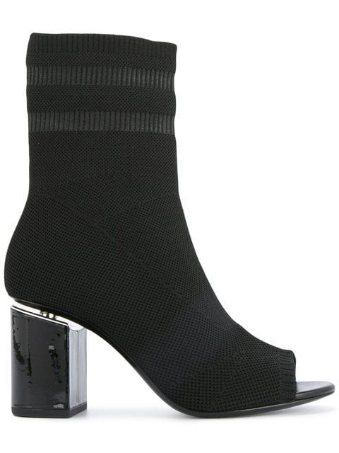 sock boots block heel peep toe