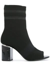 Alexander Wang Cat Mid Heel Peep Toe Sock Booties In Black ModeSens