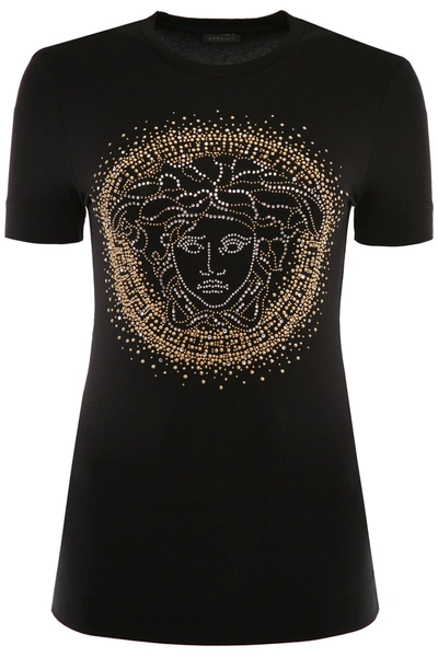 Versace Medusa Studded T-shirt In Nero