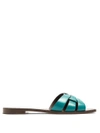 Saint Laurent Nu Pieds 05 Tribute Sandals In Green Painted Leather