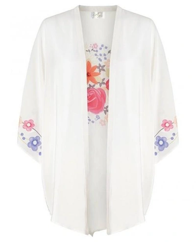 Aya Silk Agate Beach Kimono In White