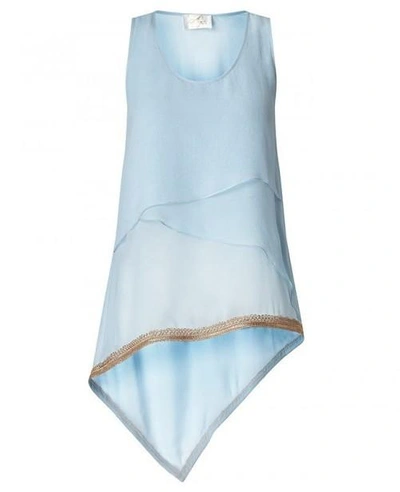 Aya Silk Amazon Georgette Silk Top In Blue