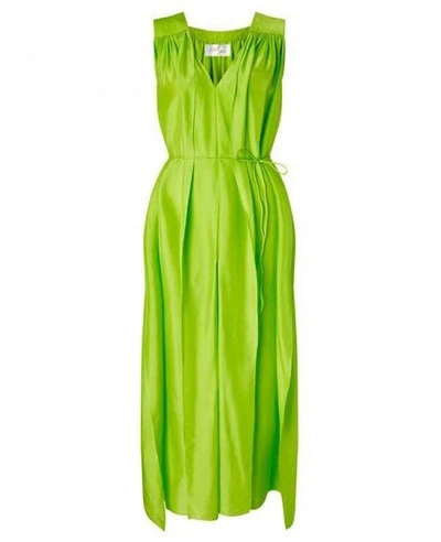 Aya Silk Peridot Maxi Dress In Green
