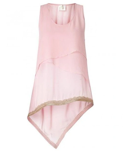 Aya Silk Spinel Georgette Silk Top In Pink