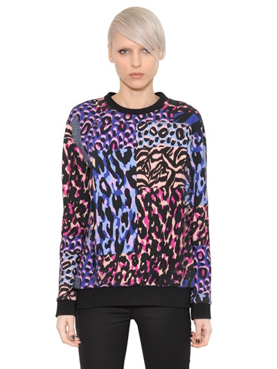 Versace Animalier Print Cotton Jersey Sweatshirt, Multicolor | ModeSens