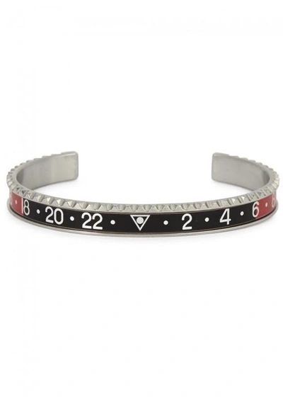 Speedometer Official Silver Tone Marine Steel Bracelet In Black And Red