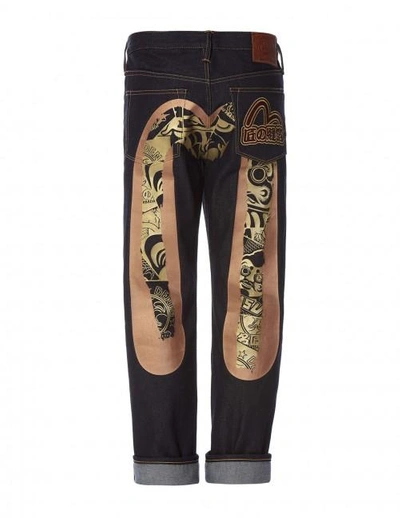 Evisu Loose-fit Daicock Print With Seagull And Kanji Embroidered Jeans