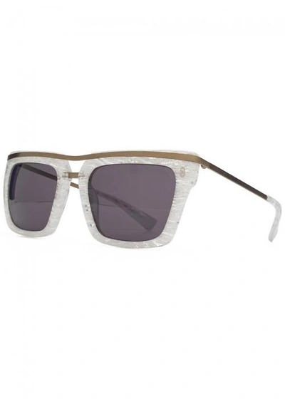 Hook Ldn Chambers Marbled D-frame Sunglasses In White