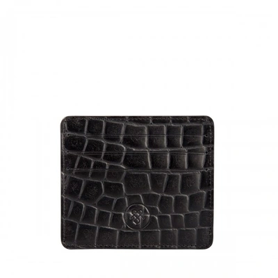 Maxwell Scott Bags Men S Stylish Mock Croc Black Leather Card Wallet